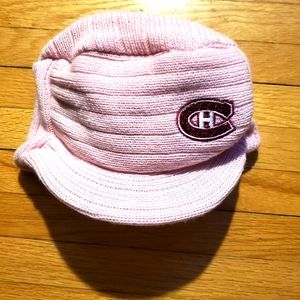 Pink knit Canadians hat